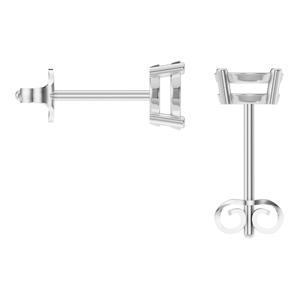 EA-8196 White Gold Earrings UNSET - BACK