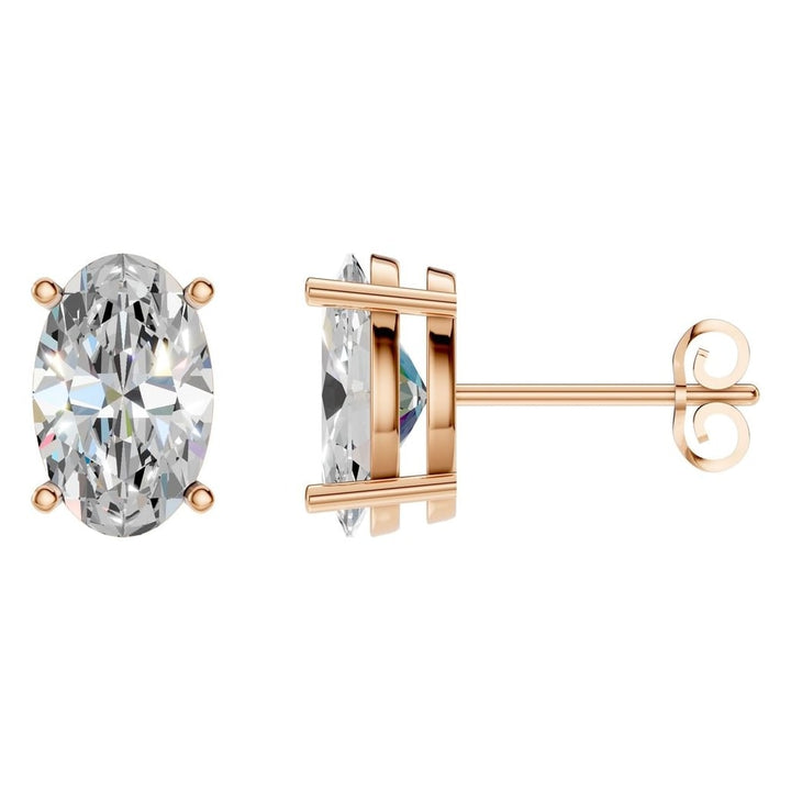 Solitaire Stud Earrings Mounting - Oval 11x7mm