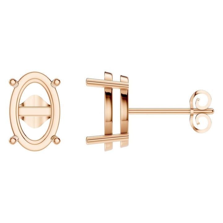 Solitaire Stud Earrings Mounting - Oval 11x7mm