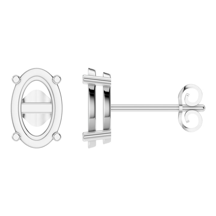 Solitaire Stud Earrings Mounting - Oval 10x6.5mm
