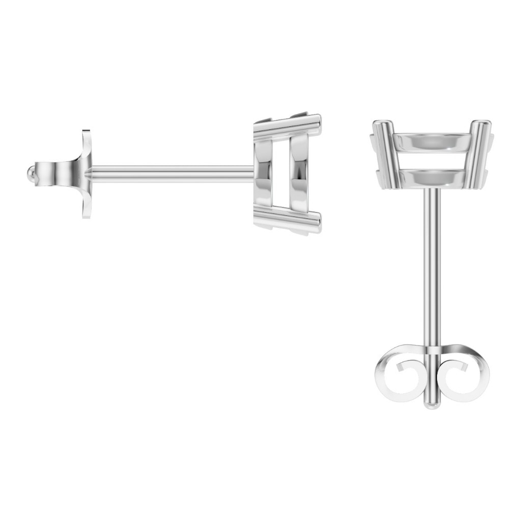 EA-8196 White Gold Earrings UNSET - BACK