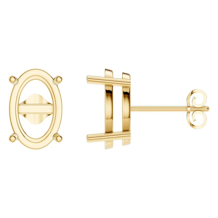 Solitaire Stud Earrings Mounting - Oval 12x8mm