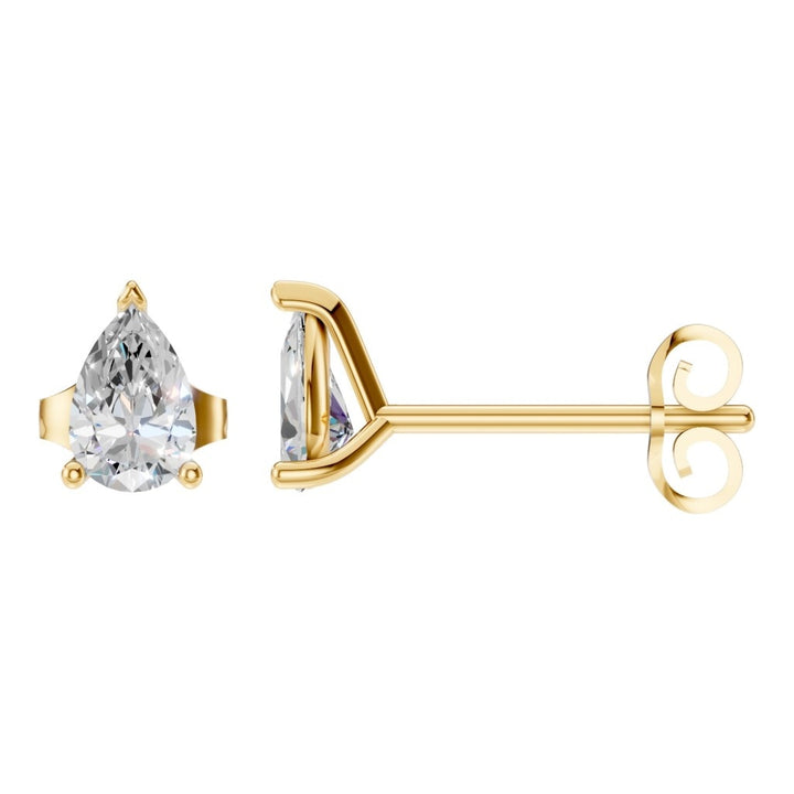 Solitaire Stud Earrings Mounting - Pear 6x4mm
