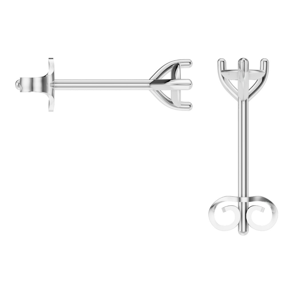 EA-8975 White Gold Earrings UNSET - BACK