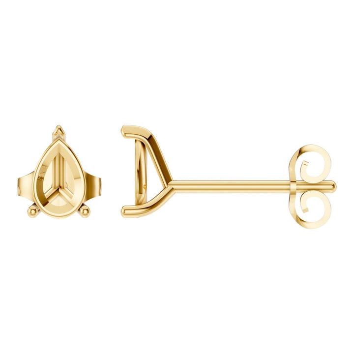 Solitaire Stud Earrings Mounting - Pear 6x4mm