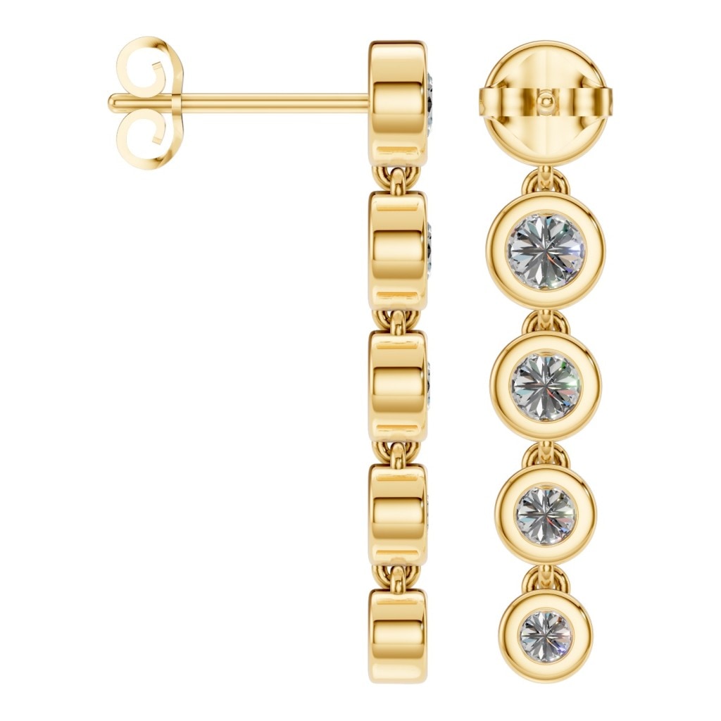 EA-9909 Yellow Gold Earrings SET - ANGLE