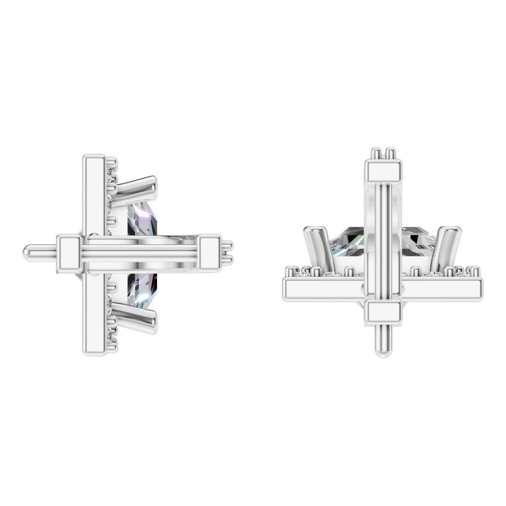 EA-9915 White Gold Earrings SET - Back View