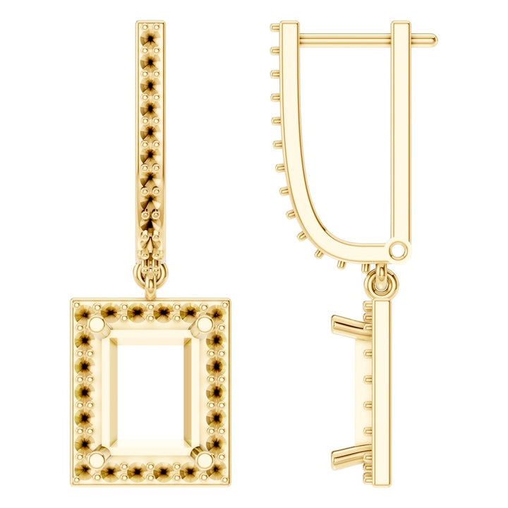Halo Earrings Mounting - Princess 9.1x7mm