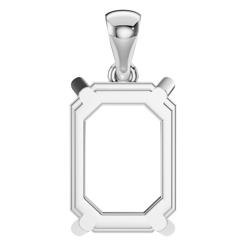 PE-1923 White Gold Pendant UNSET - BACK