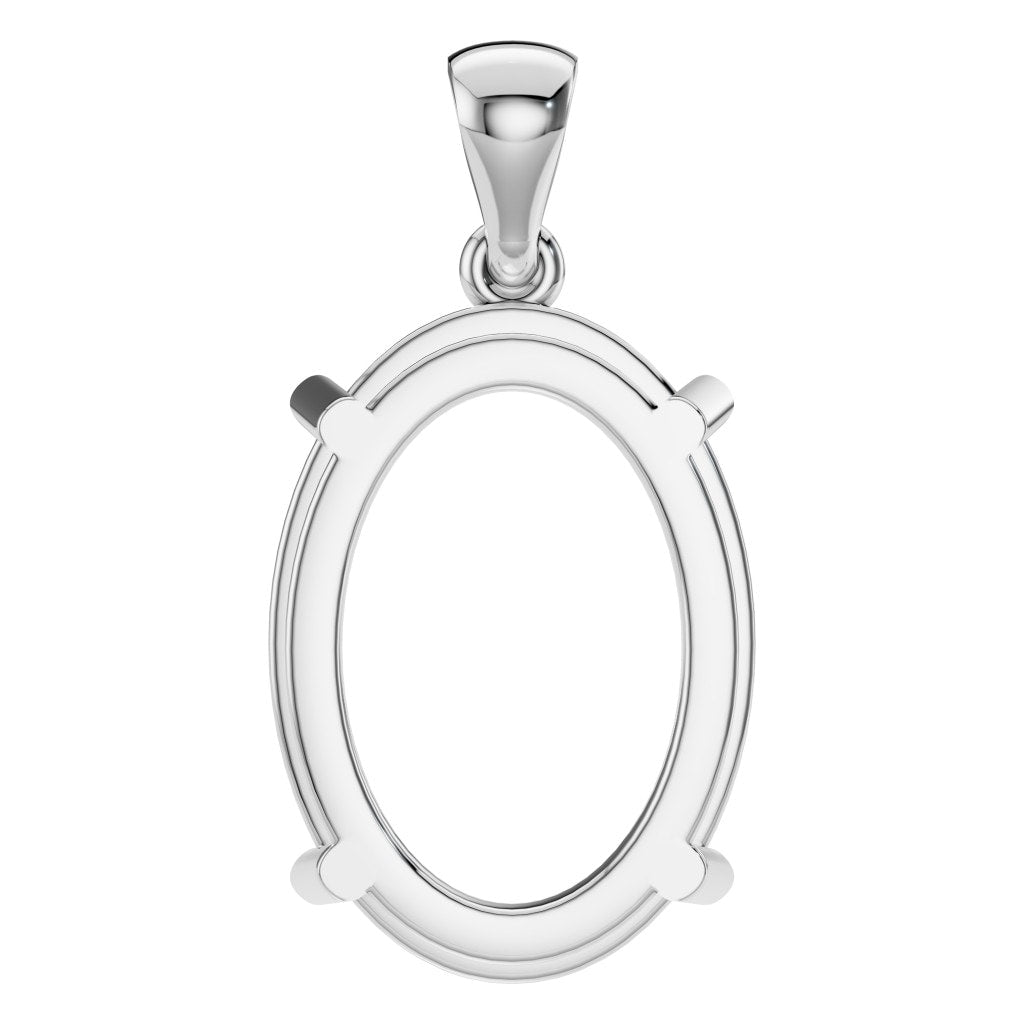 PE-1923 White Gold Pendant UNSET - BACK