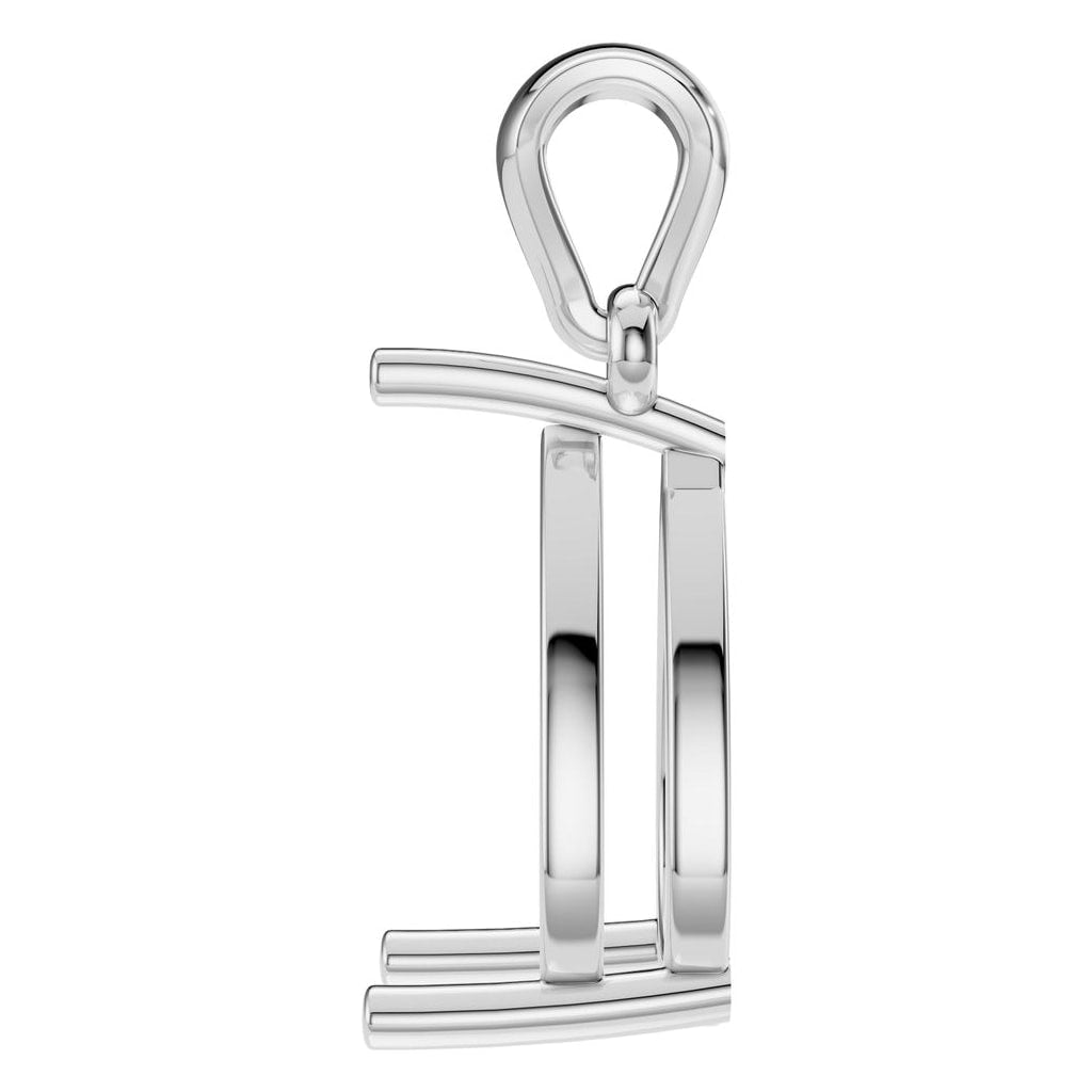 PE-1923 White Gold Pendant UNSET - Side View