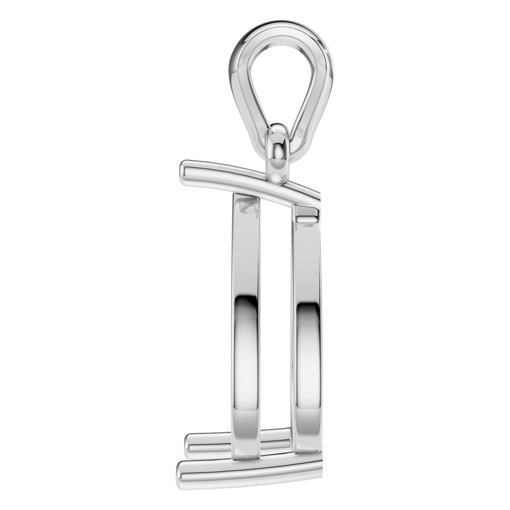 PE-1923 White Gold Pendant UNSET - Side View