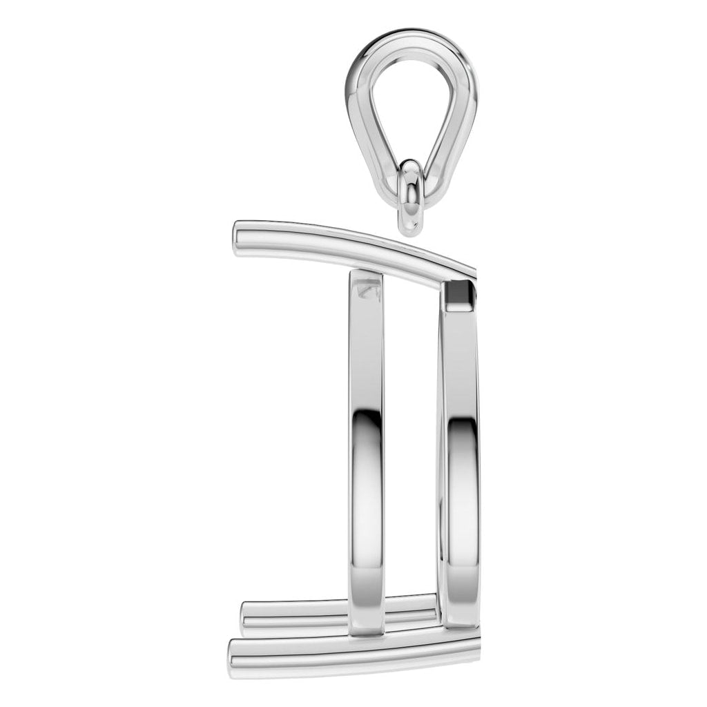PE-1923 White Gold Pendant UNSET - Side View