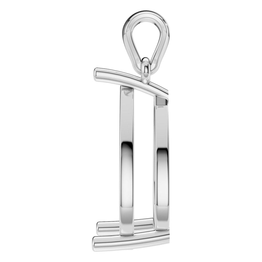 PE-1923 White Gold Pendant UNSET - Side View