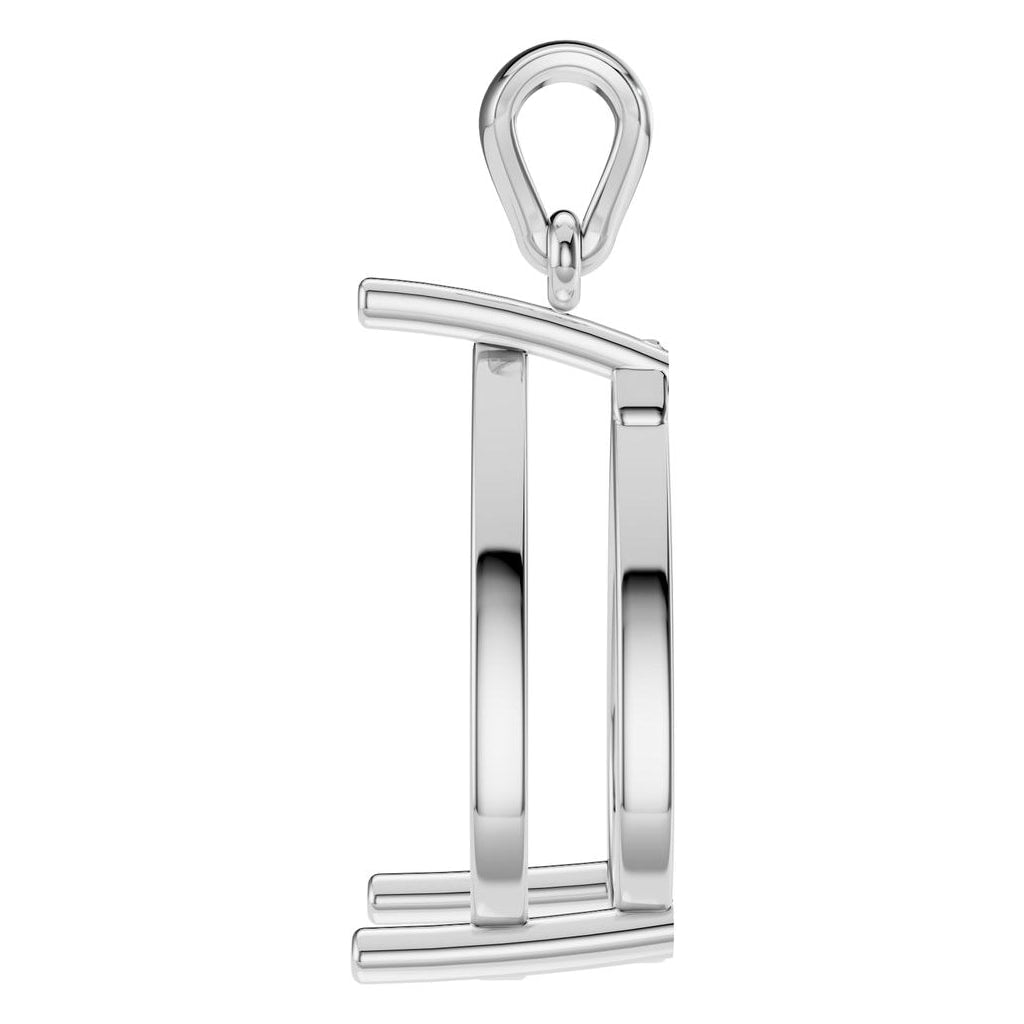 PE-1923 White Gold Pendant UNSET - Side View