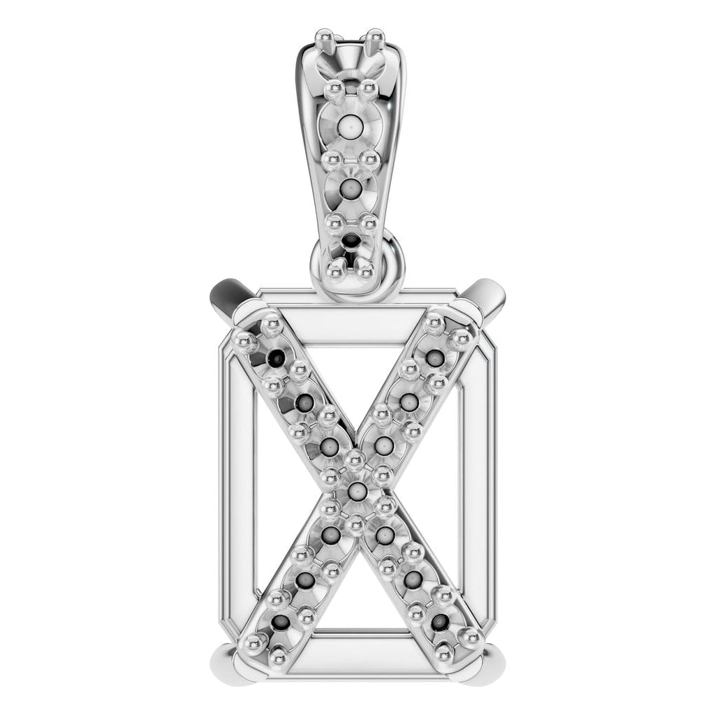 PE-2878 White Gold Pendant UNSET - BACK