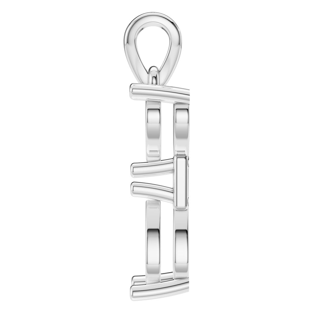 PE-3022 White Gold Pendant UNSET - Side View