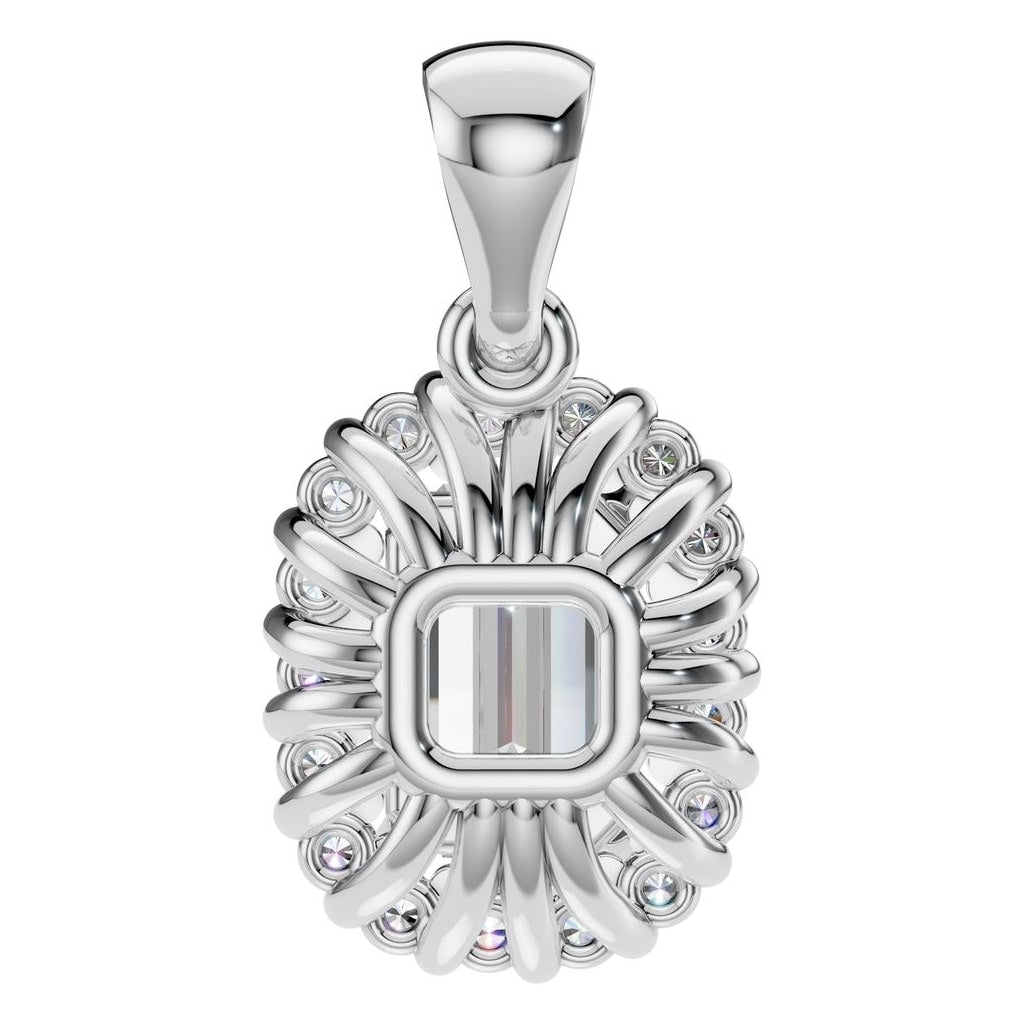 PE-3078 White Gold Pendant SET - BACK