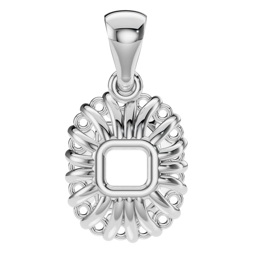 PE-3078 White Gold Pendant UNSET - BACK