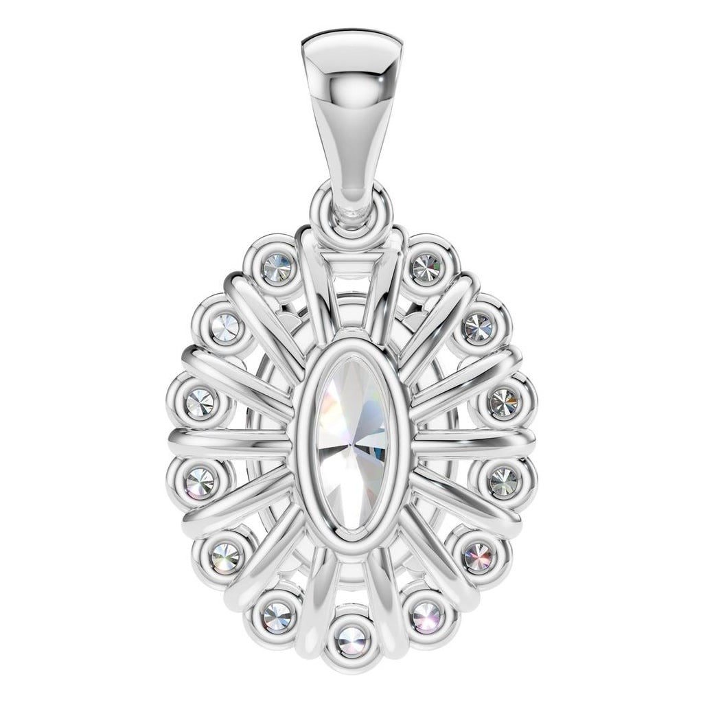 PE-3656 White Gold Pendant SET - Back View