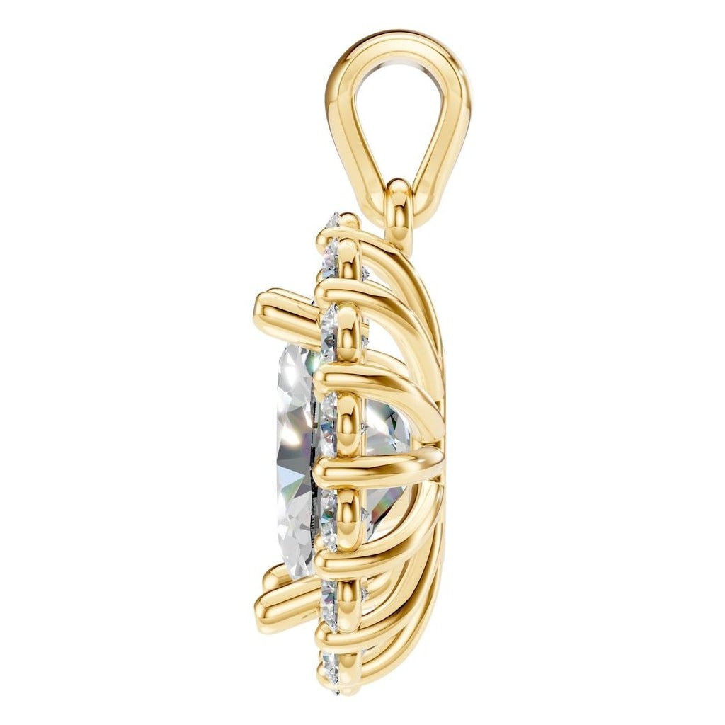 PE-3656 Yellow Gold Pendant SET - Side View