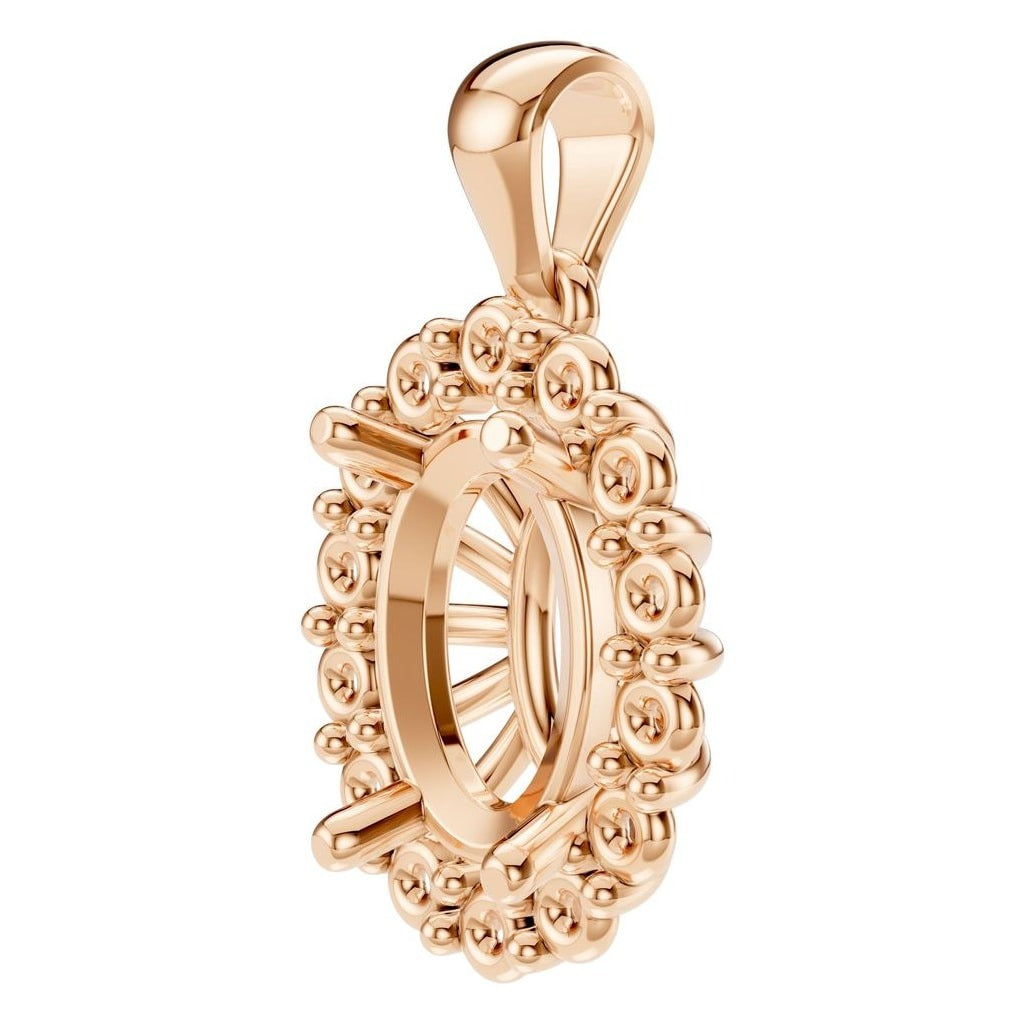 PE-3656 Rose Gold Pendant UNSET - Angle View