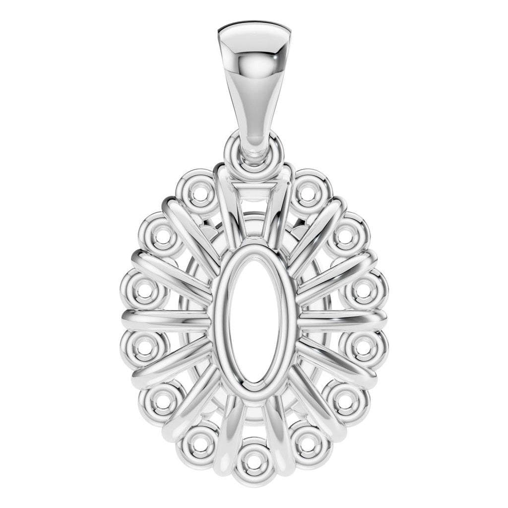 PE-3656 White Gold Pendant UNSET - Back View
