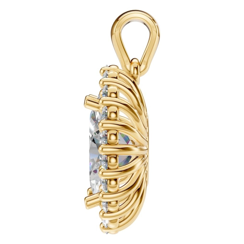 PE-3656 Yellow Gold Pendant SET - Side View