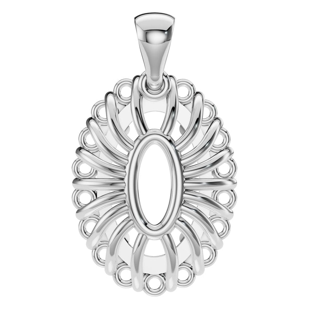 PE-3656 White Gold Pendant UNSET - BACK