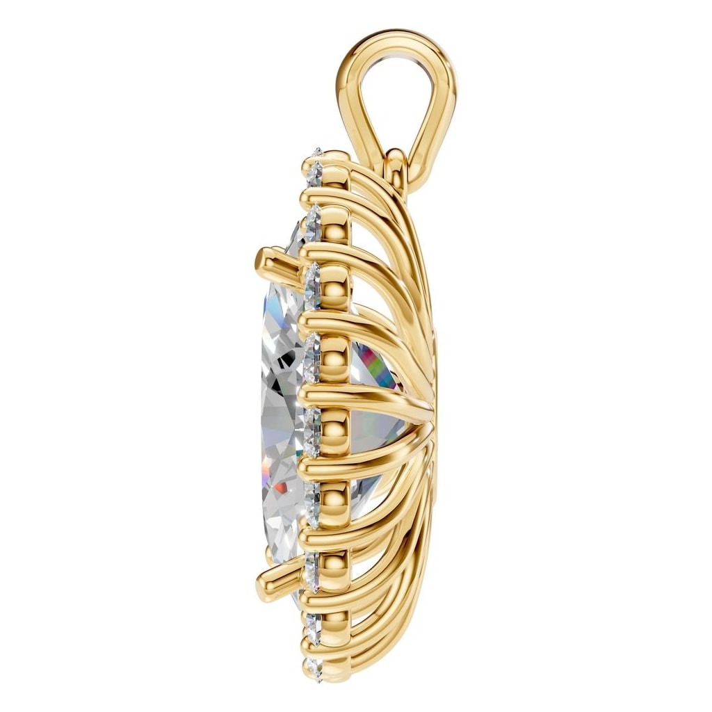 PE-3656 Yellow Gold Pendant SET - Side View