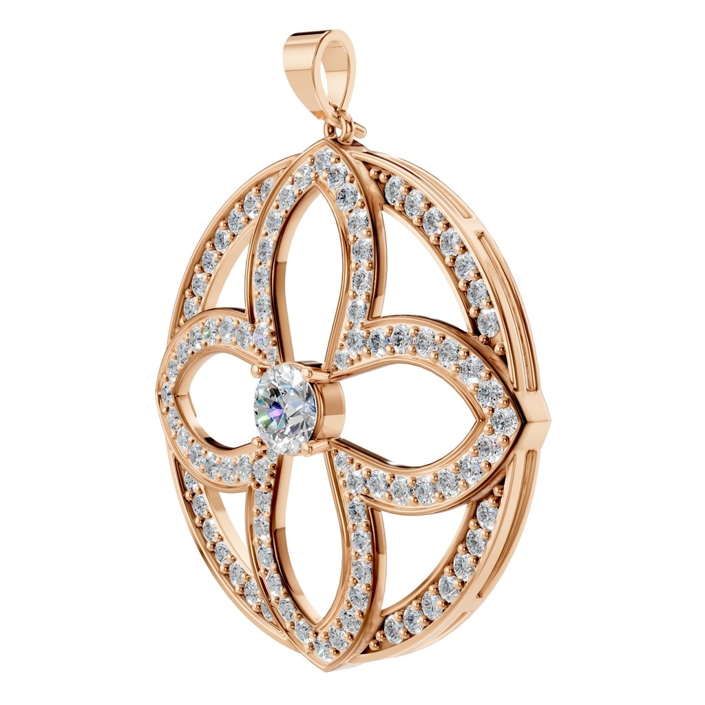PE-4098 Rose Gold Pendant SET - ANGLE