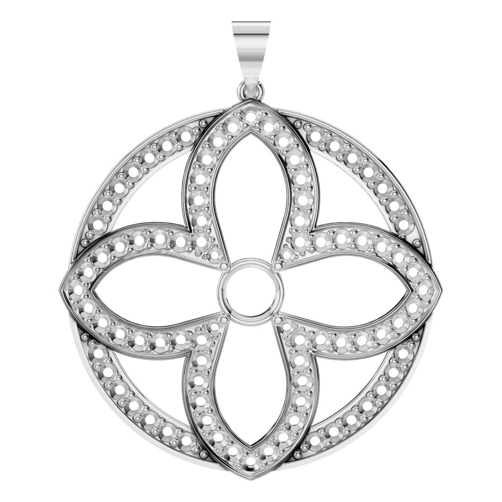 PE-4098 White Gold Pendant UNSET - Main View