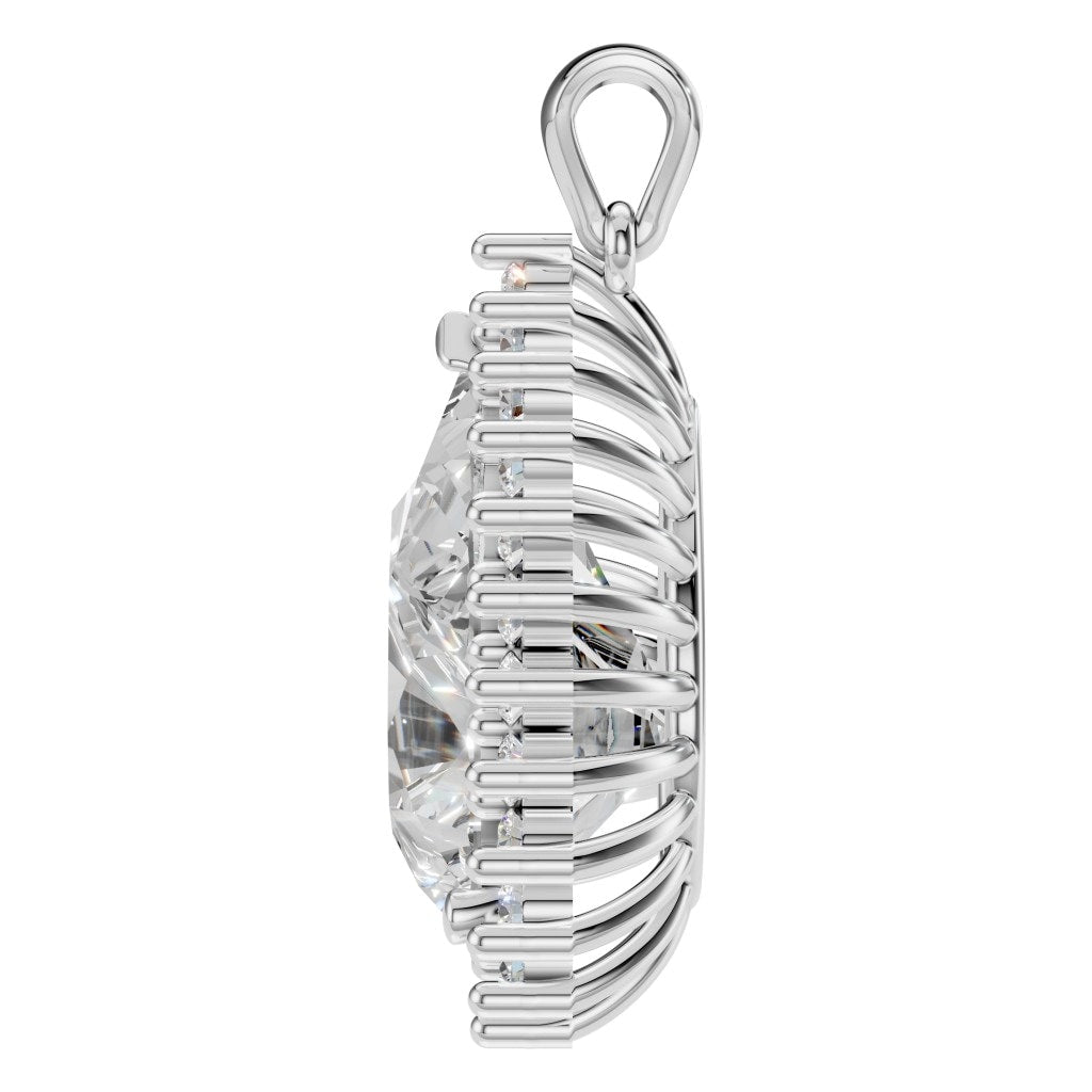 PE-5895 White Gold Pendant SET - Side View