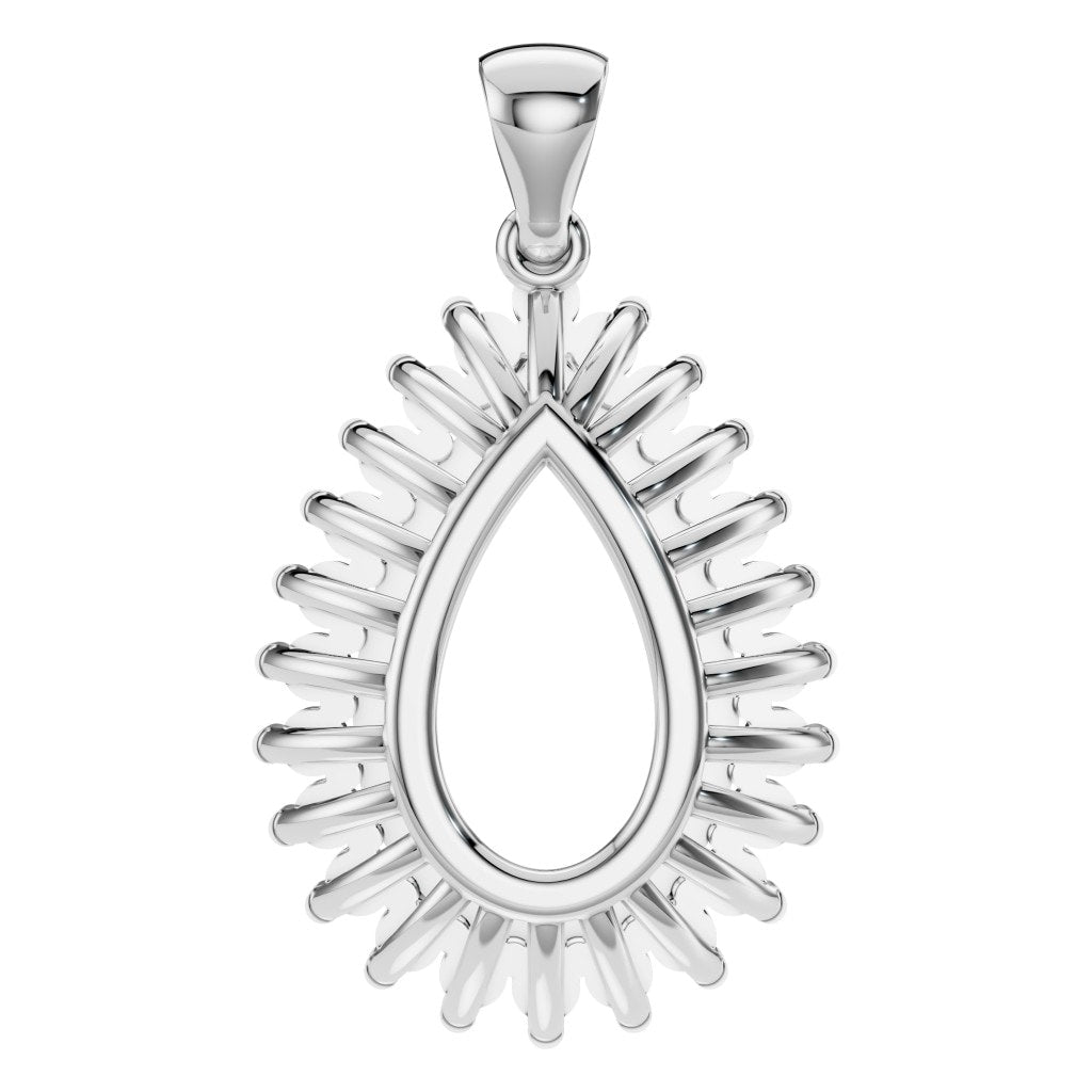 PE-5895 White Gold Pendant UNSET - BACK