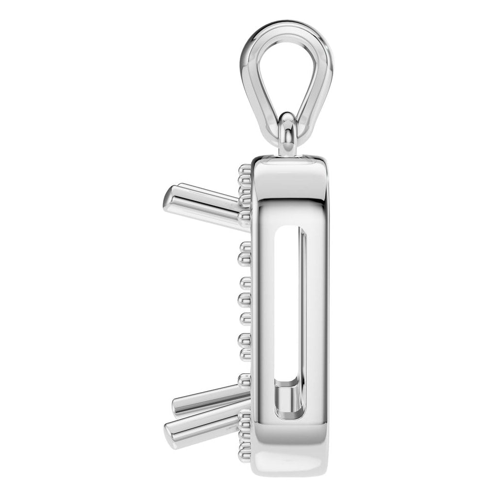 PE-8165 White Gold Pendant UNSET - Side View