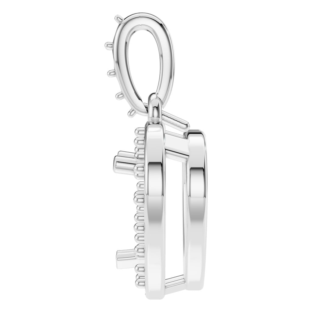 PE-8248 White Gold Pendant UNSET - Side View