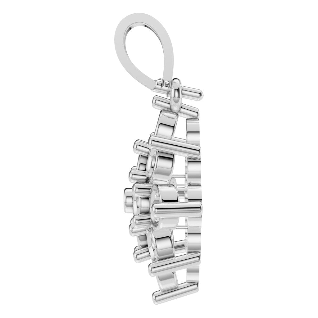 PE-8445 White Gold Pendant UNSET - Side View