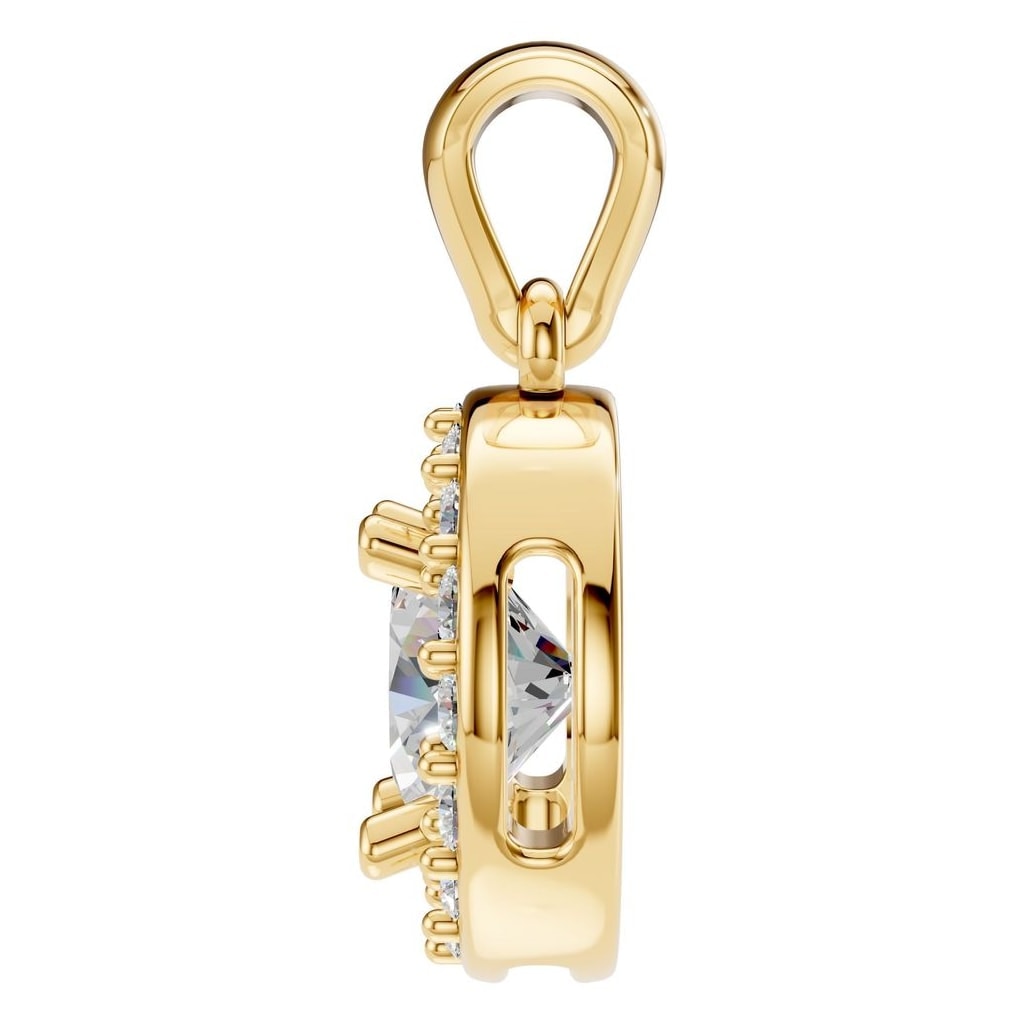 PE-8623 Yellow Gold Pendant SET - Side View