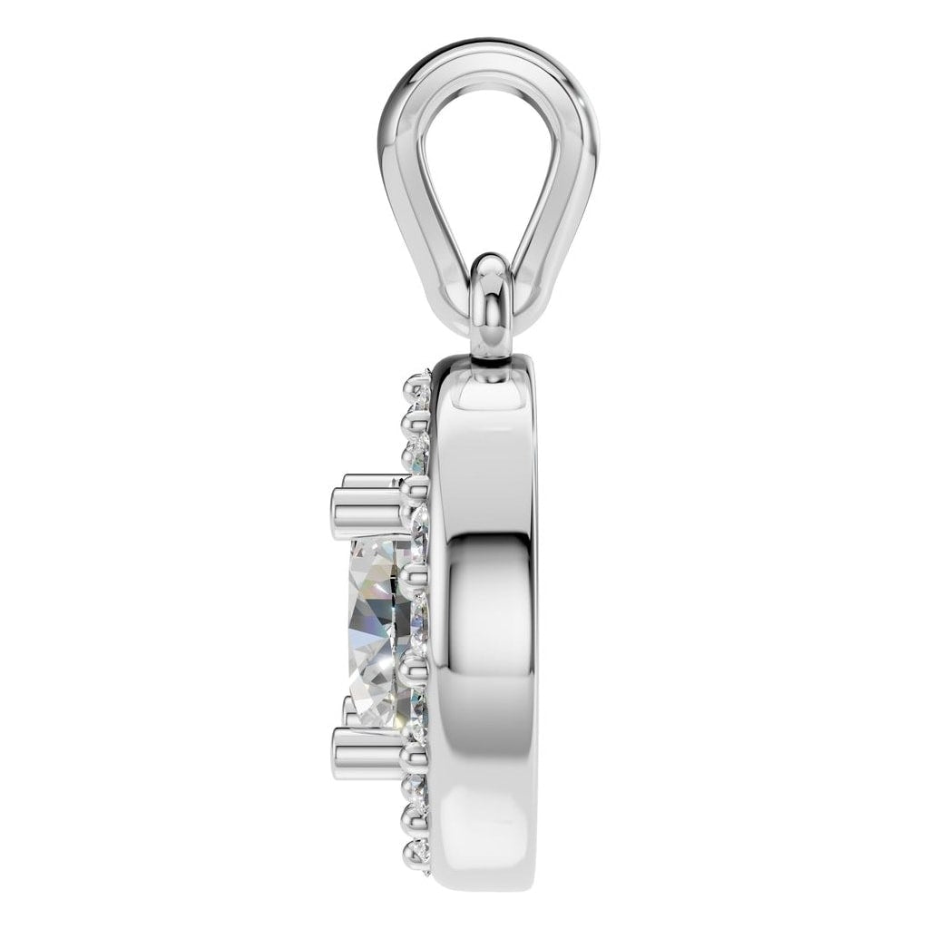PE-8896 White Gold Pendant SET - Side View