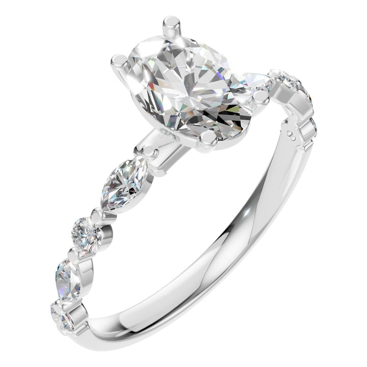 Accented Solitaire Ring Mounting - Oval 8x5.5mm