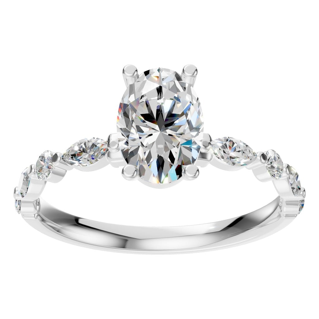 RI-0039 White Gold Ring SET - Front View