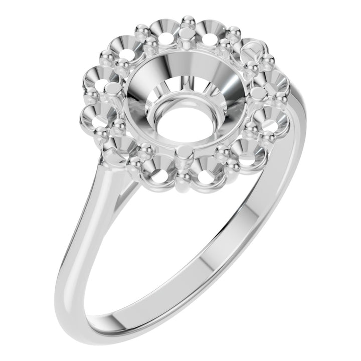 Floral Halo Ring Mounting - Round 6.4mm