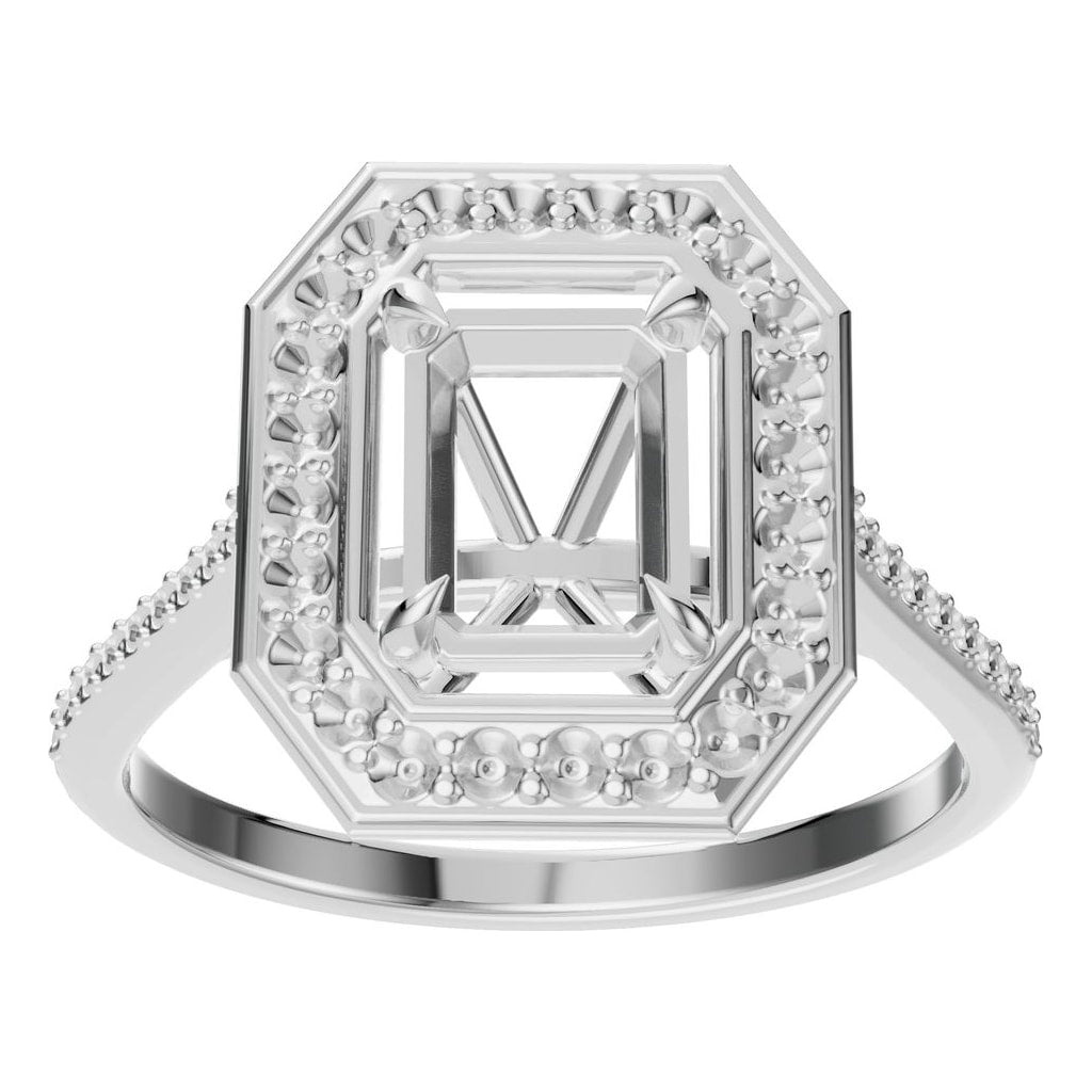 RI-0073 White Gold Ring UNSET - Front View