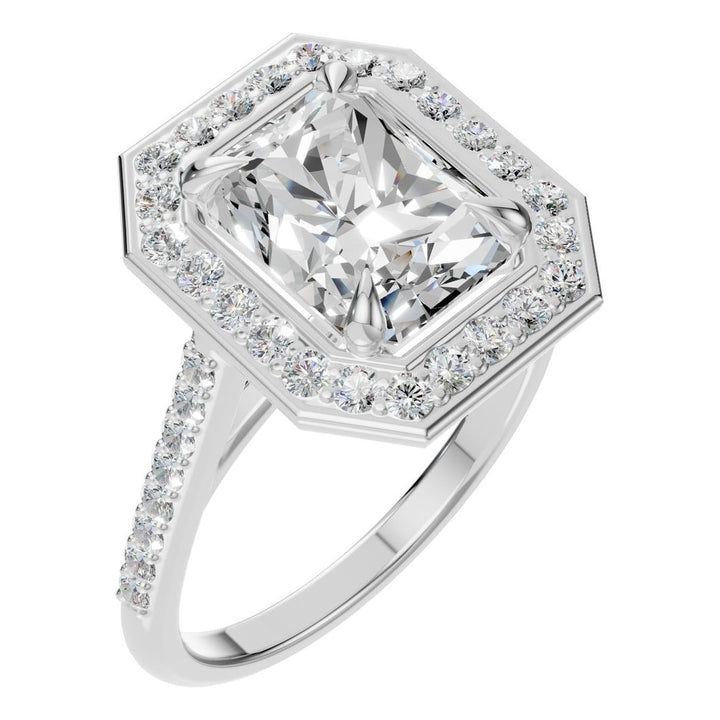 Accented Halo Ring Mounting - Emerald 8.5x6.5mm