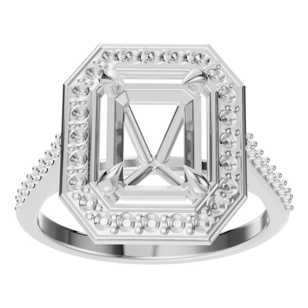 RI-0073 White Gold Ring UNSET - Front View