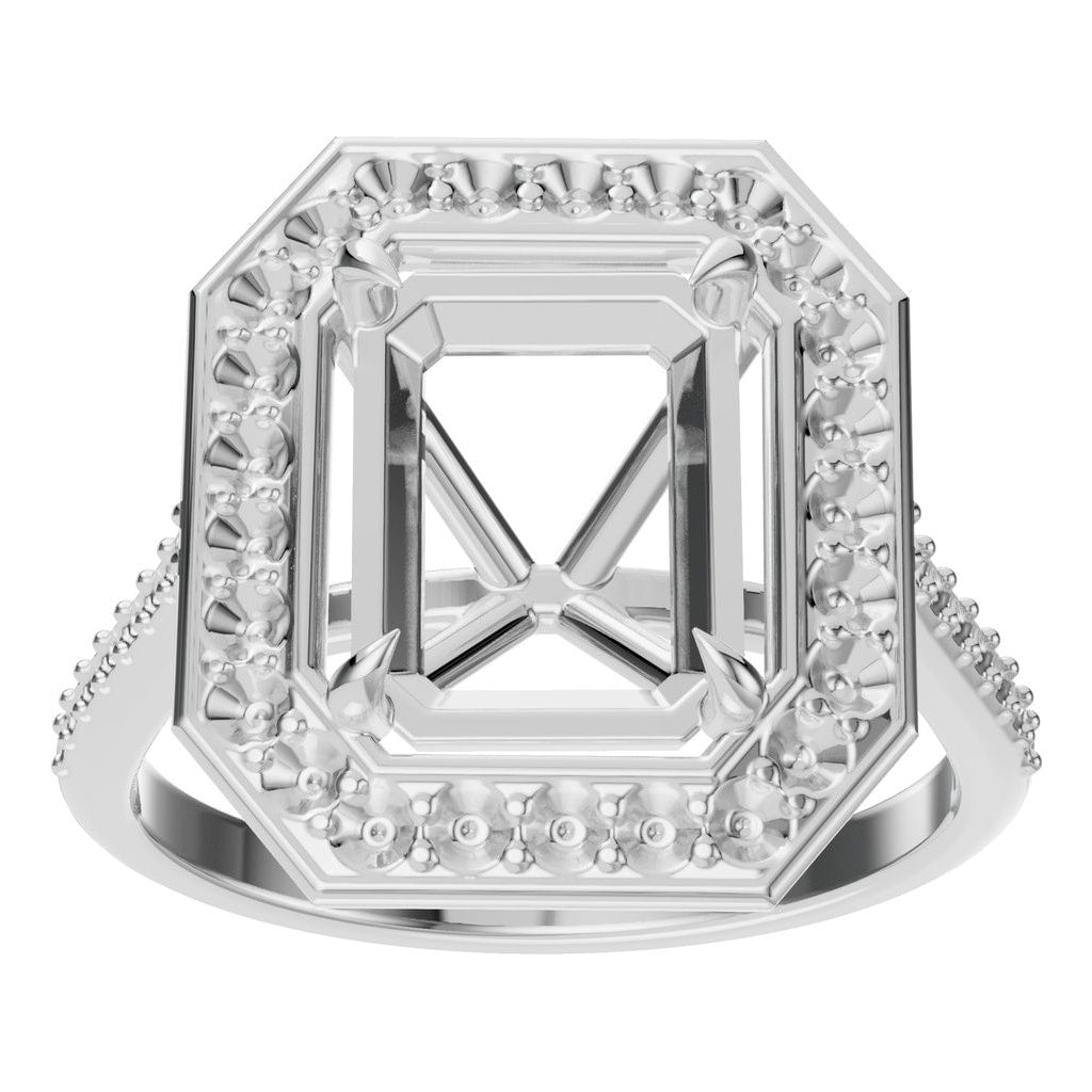 RI-0073 White Gold Ring UNSET - Front View