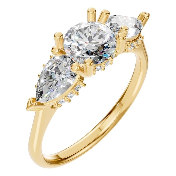 Accented Three Stone Ring Mounting - Round 5.5mm