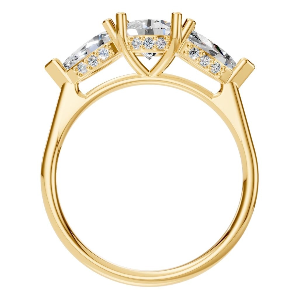 RI-0323 Yellow Gold Ring SET - Top View
