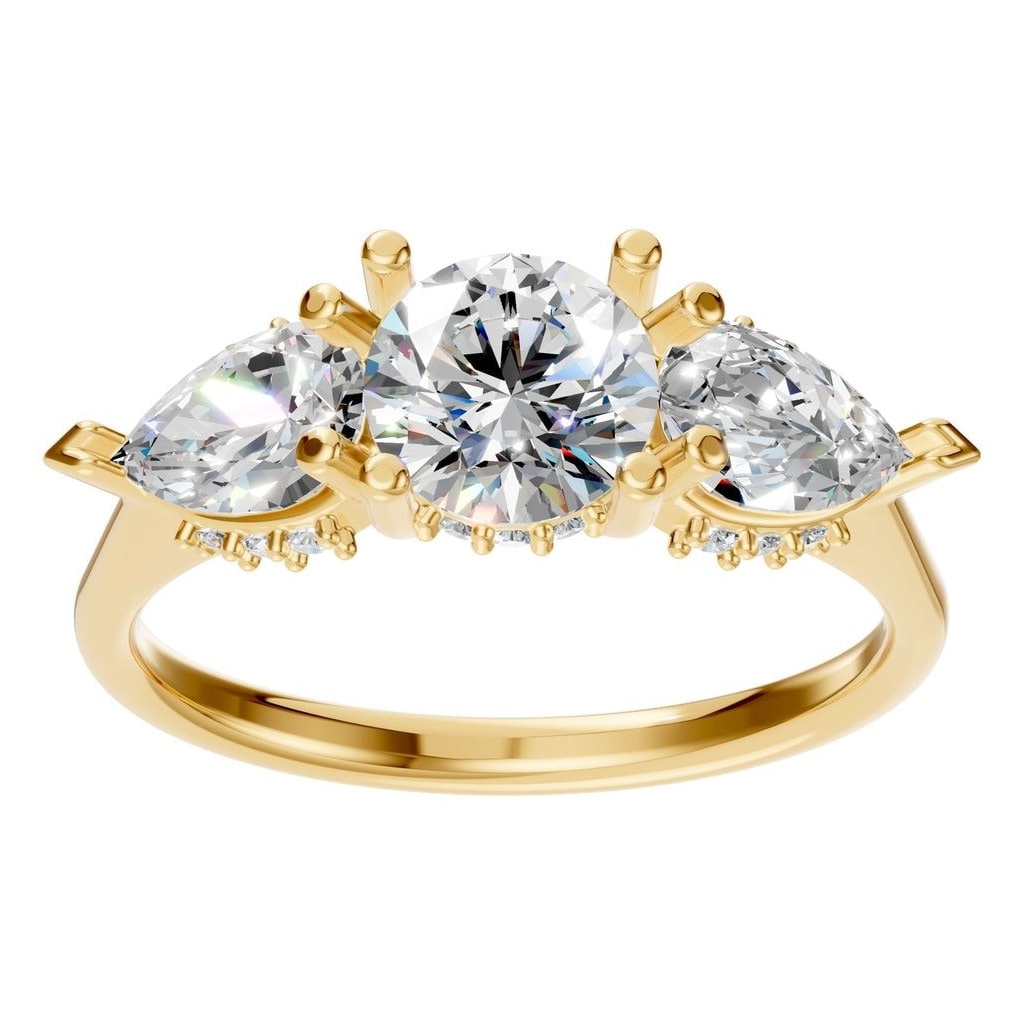 RI-0323 Yellow Gold Ring SET - Front View