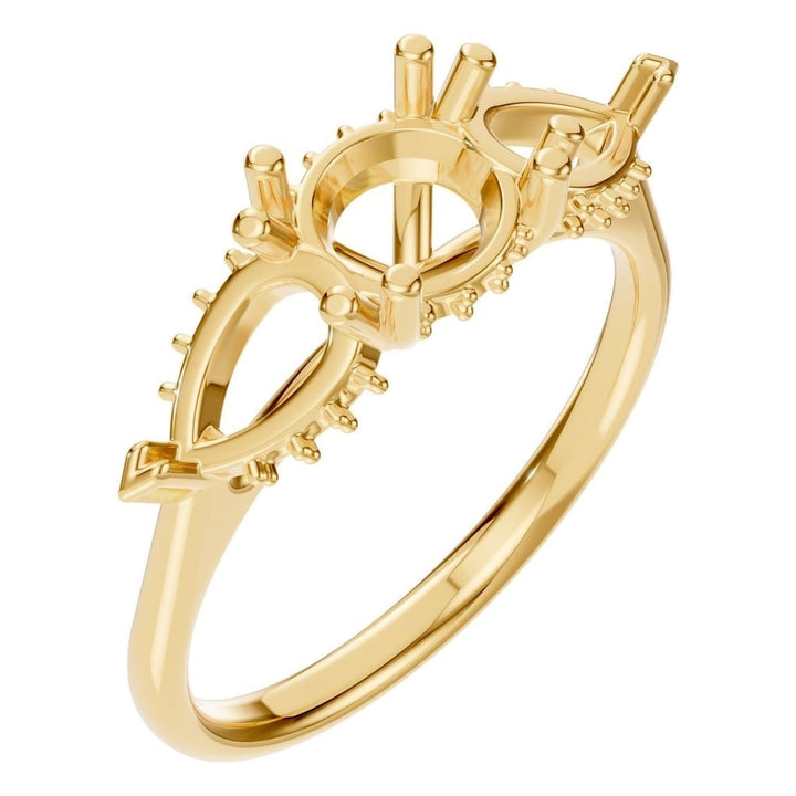 Accented Three Stone Ring Mounting - Round 5.5mm